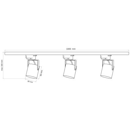 Σποτ για σύστημα ράγας MINOR 3xGU10/10W/230V + 1 m rail system μαύρο