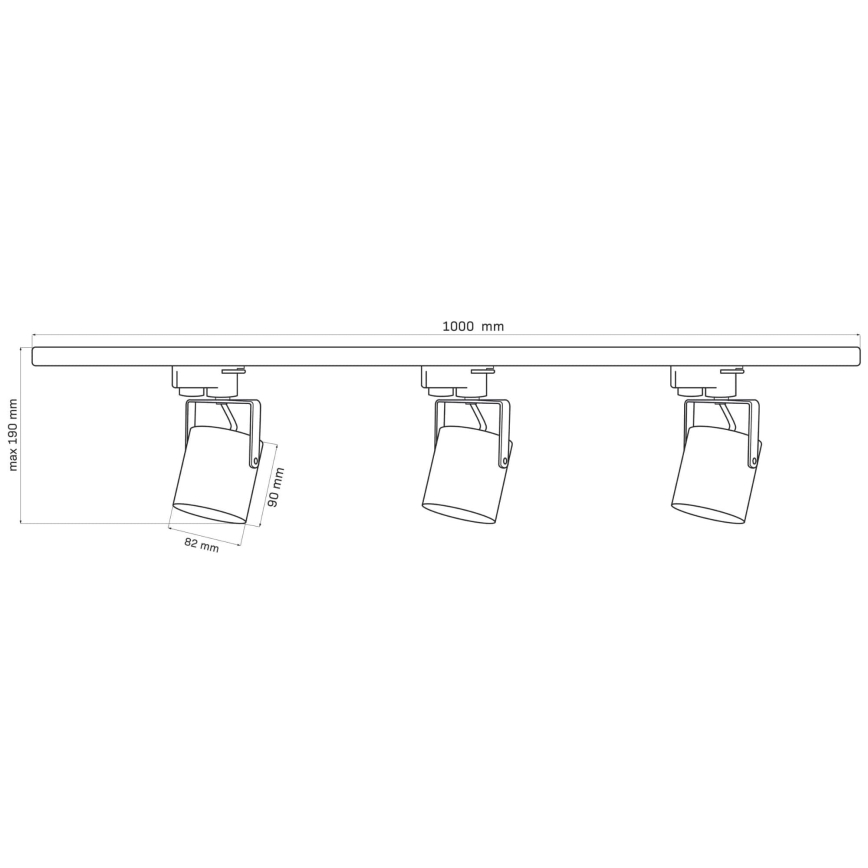 Σποτ για σύστημα ράγας MINOR 3xGU10/10W/230V + 1 m rail system μαύρο