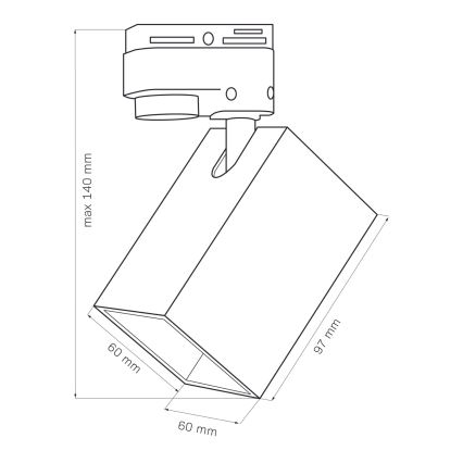 Σποτ για σύστημα ράγας SQUARE 1xGU10/10W/230V μαύρο