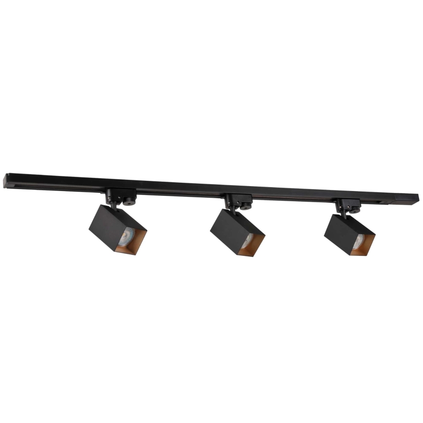Σποτ για σύστημα ράγας SQUARE 3xGU10/10W/230V + 1 m rail system μαύρο
