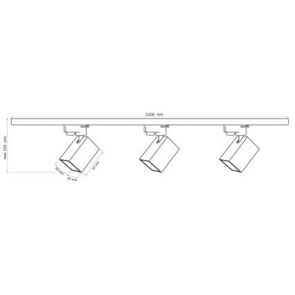 Σποτ για σύστημα ράγας SQUARE 3xGU10/10W/230V + 1 m rail system μαύρο