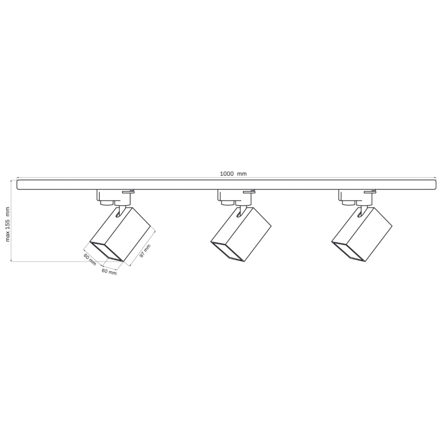 Σποτ για σύστημα ράγας SQUARE 3xGU10/10W/230V + 1 m rail system μαύρο
