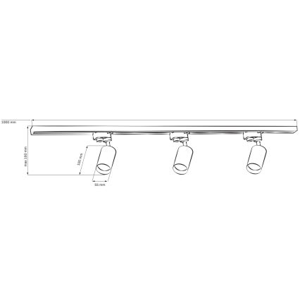 Σποτ για σύστημα ράγας ΠΑΡΙΣΙ 3xGU10/10W/230V + 1 m rail system λευκό