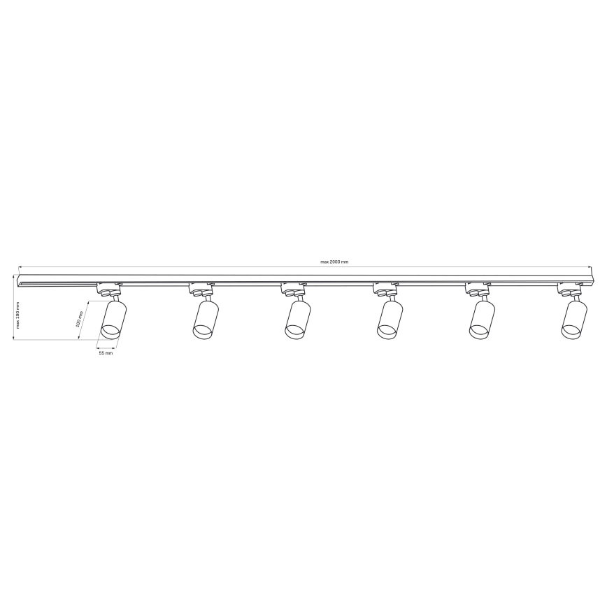 Σποτ για σύστημα ράγας ΠΑΡΙΣΙ 6xGU10/10W/230V + 2x1 m rail system λευκό