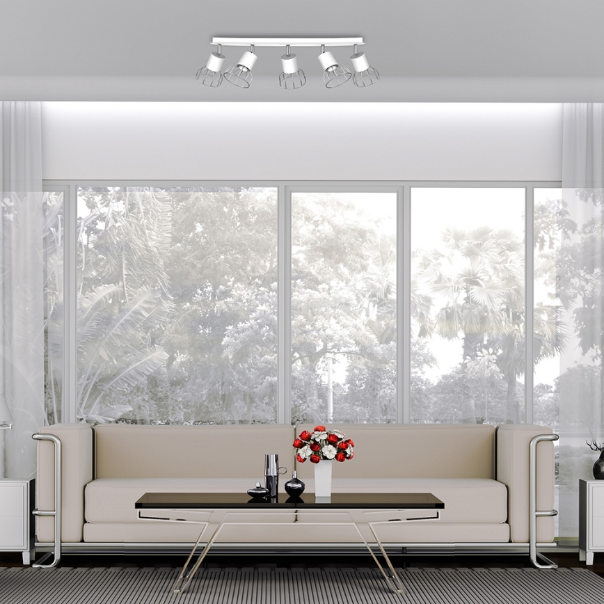 Σποτ με 5 φώτα DANTE 5xGU10/25W/230V λευκό / γυαλιστερό χρώμιο