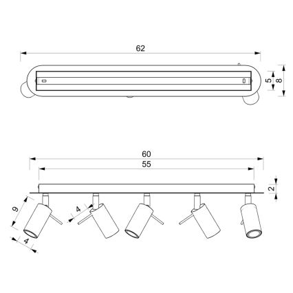 Σποτ με 5 φώτα PRESTON 5xGU10/40W/230V λευκό/χρυσό