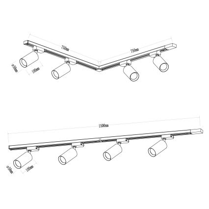 Σποτ ράγας PIPE 4xGU10/10W/230V λευκό