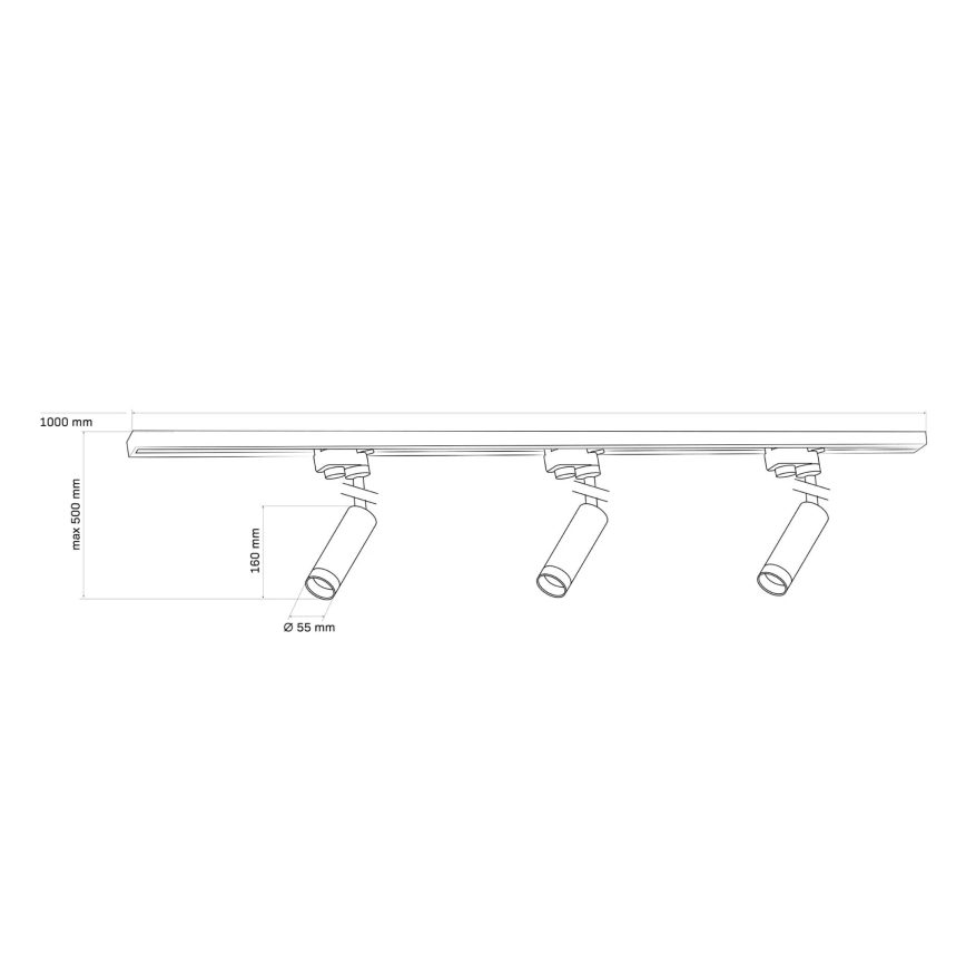Σποτ ράγας PORTO 3xGU10/10W/230V + 1 m ράγας μαύρο