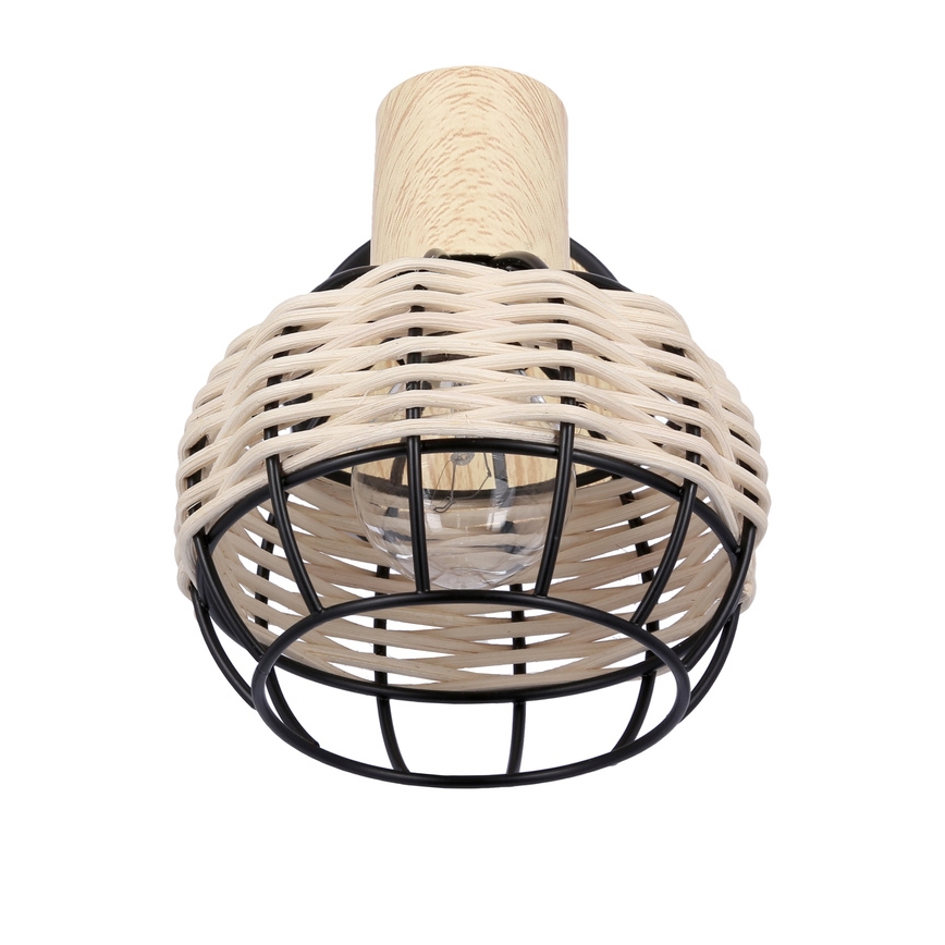 Σποτ τοίχου TAJGA 1xE14/40W/230V rattan/μαύρο