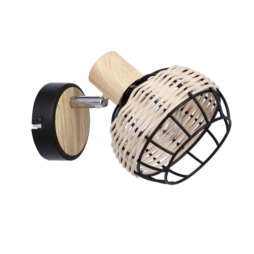 Σποτ τοίχου TAJGA 1xE14/40W/230V rattan/μαύρο