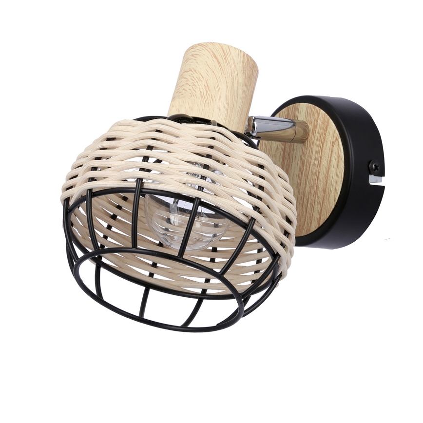 Σποτ τοίχου TAJGA 1xE14/40W/230V rattan/μαύρο