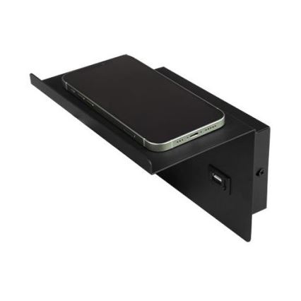 Σποτ τοίχου με ράφι και USB φορτιστή 1xG9/35W/230V μαύρο/χρυσό