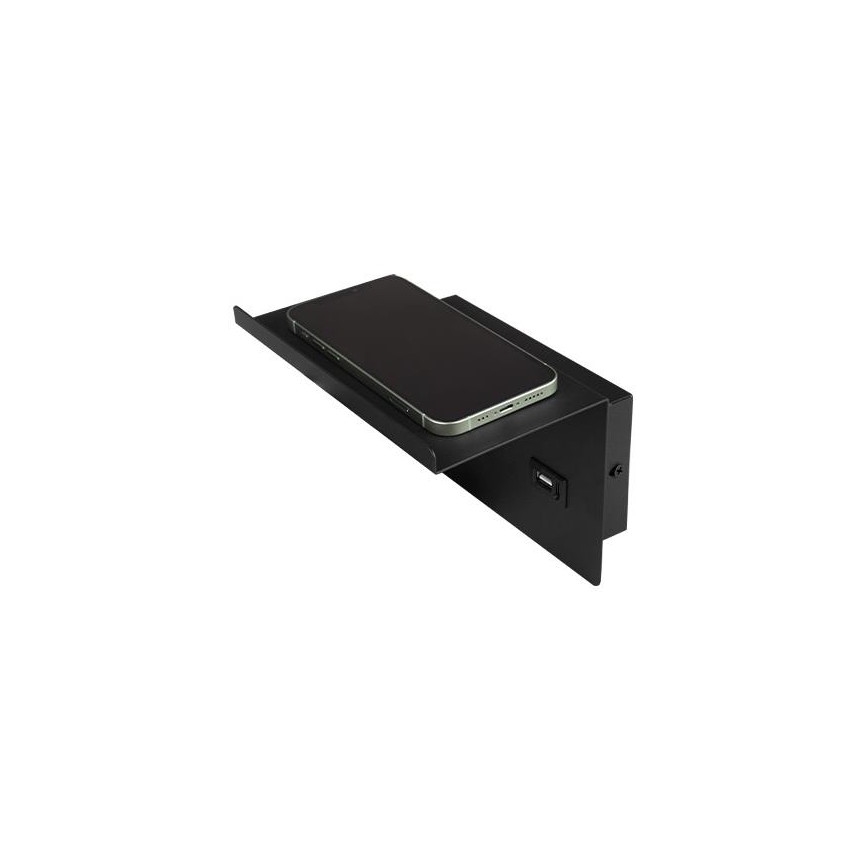 Σποτ τοίχου με ράφι και USB φορτιστή 1xG9/35W/230V μαύρο/χρυσό