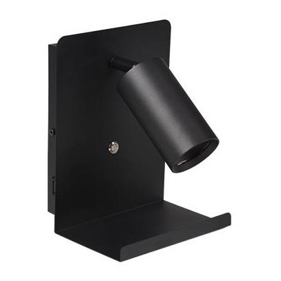 Σποτ τοίχου με ράφι και USB φορτιστή 1xGU10/35W/230V μαύρο
