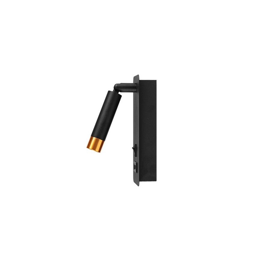 Σποτ τοίχου με φορτιστή USB 1xG9/35W/230V μαύρο/χρυσαφί