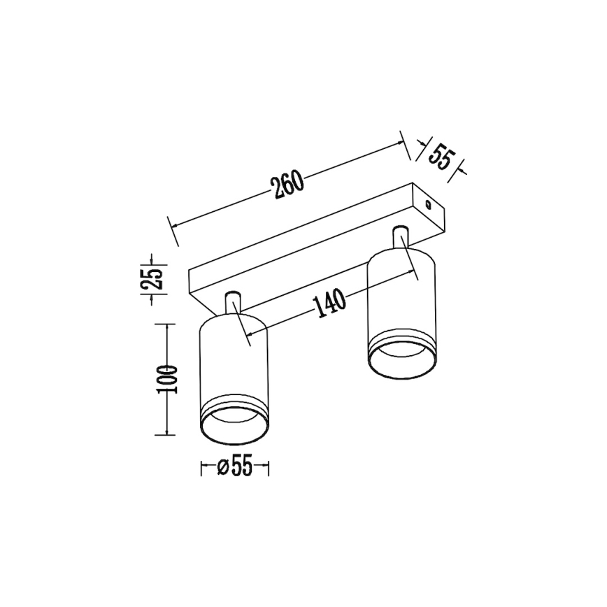 Σποτ φωτιστικό PIPE 2xGU10/10W/230V μαύρο