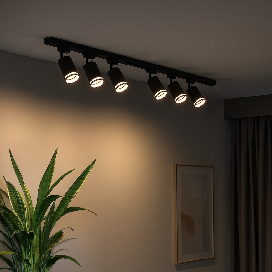 Σποτ φωτιστικό σε σύστημα ράγας PIPE 6xGU10/10W/230V μαύρο