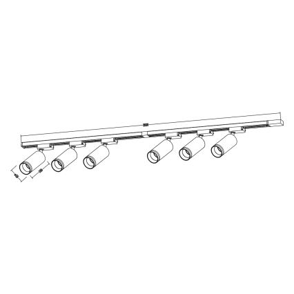 Σποτ φωτιστικό σε σύστημα ράγας PIPE 6xGU10/10W/230V μαύρο