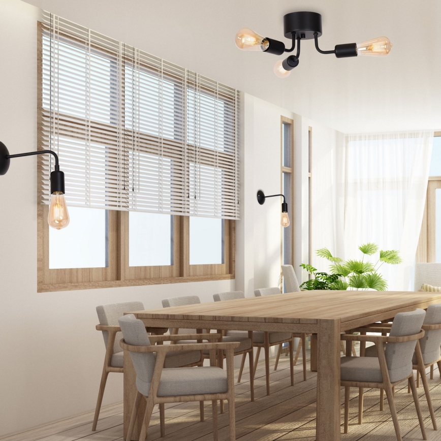 Σταθερό πολύφωτο BRENDA 3xE27/60W/230V μαύρο