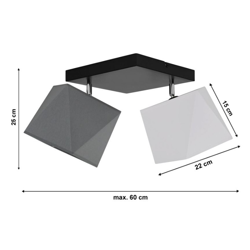 Σταθερό πολύφωτο DIAMENT 2xE27/60W/230V λευκό και γκρι