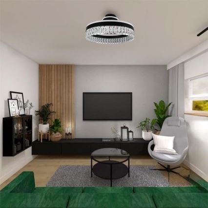 LED Dimming κρύσταλλο πλαφονιέρα οροφής LED/75W/230V 3000-6500K μαύρο + τηλεχειριστήριο