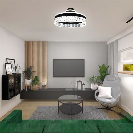 LED Dimming κρύσταλλο πλαφονιέρα οροφής LED/75W/230V 3000-6500K μαύρο + τηλεχειριστήριο