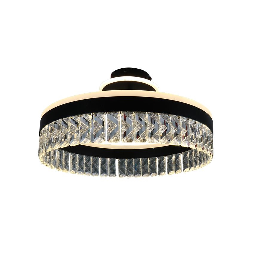 LED Dimming κρύσταλλο πλαφονιέρα οροφής LED/75W/230V 3000-6500K μαύρο + τηλεχειριστήριο