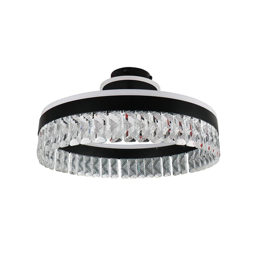 LED Dimming κρύσταλλο πλαφονιέρα οροφής LED/75W/230V 3000-6500K μαύρο + τηλεχειριστήριο