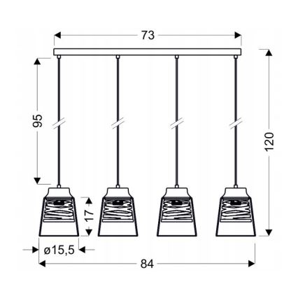 Σταθερό πολύφωτο FRESNO 4xE27/60W/230V