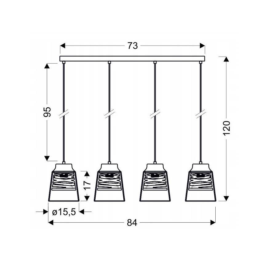 Σταθερό πολύφωτο FRESNO 4xE27/60W/230V