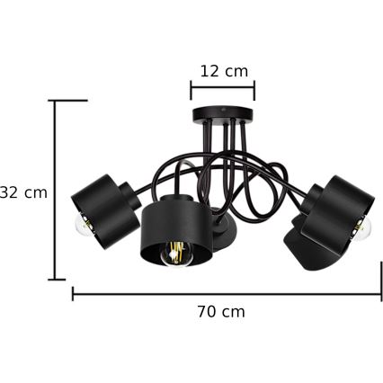 Σταθερό πολύφωτο SIMPLY BLACK 5xE27/60W/230V