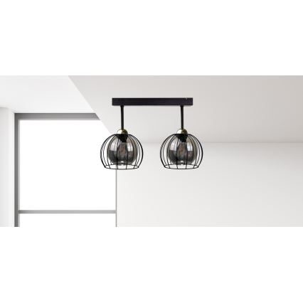 Σταθερό πολύφωτο SOLO BLACK 2xE27/60W/230V μαύρο/χρυσαφί