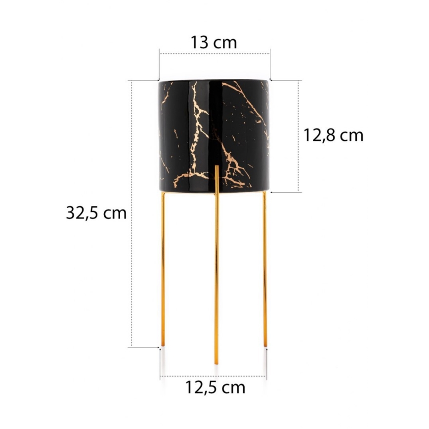 Σταντ για γλάστρες NILA 32,5x13 cm μαύρο/χρυσό