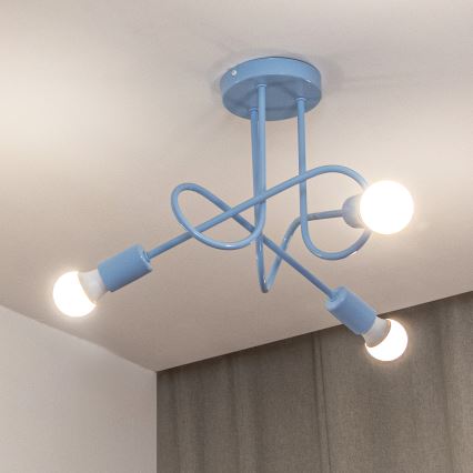 Στερεωμένο φωτιστικό οροφής OXFORD 3xE27/15W/230V μπλε