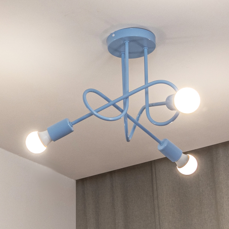 Στερεωμένο φωτιστικό οροφής OXFORD 3xE27/15W/230V μπλε