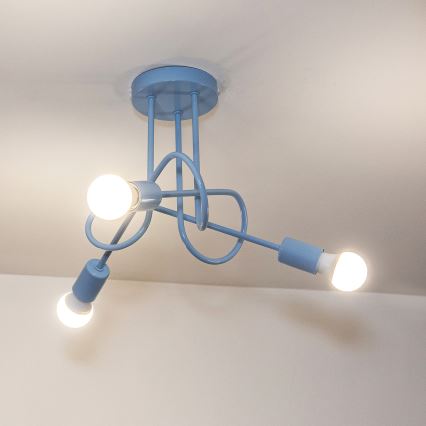 Στερεωμένο φωτιστικό οροφής OXFORD 3xE27/15W/230V μπλε
