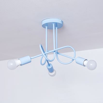 Στερεωμένο φωτιστικό οροφής OXFORD 3xE27/15W/230V μπλε