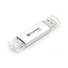 Στικάκι Dual USB + MicroUSB 32GB Ασημί