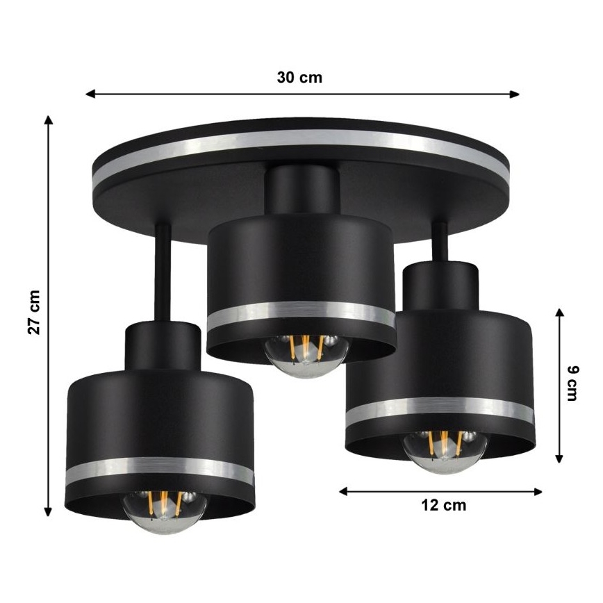 Συνδεδεμένο πολύφωτο BODO SILVER 3xE27/60W/230V