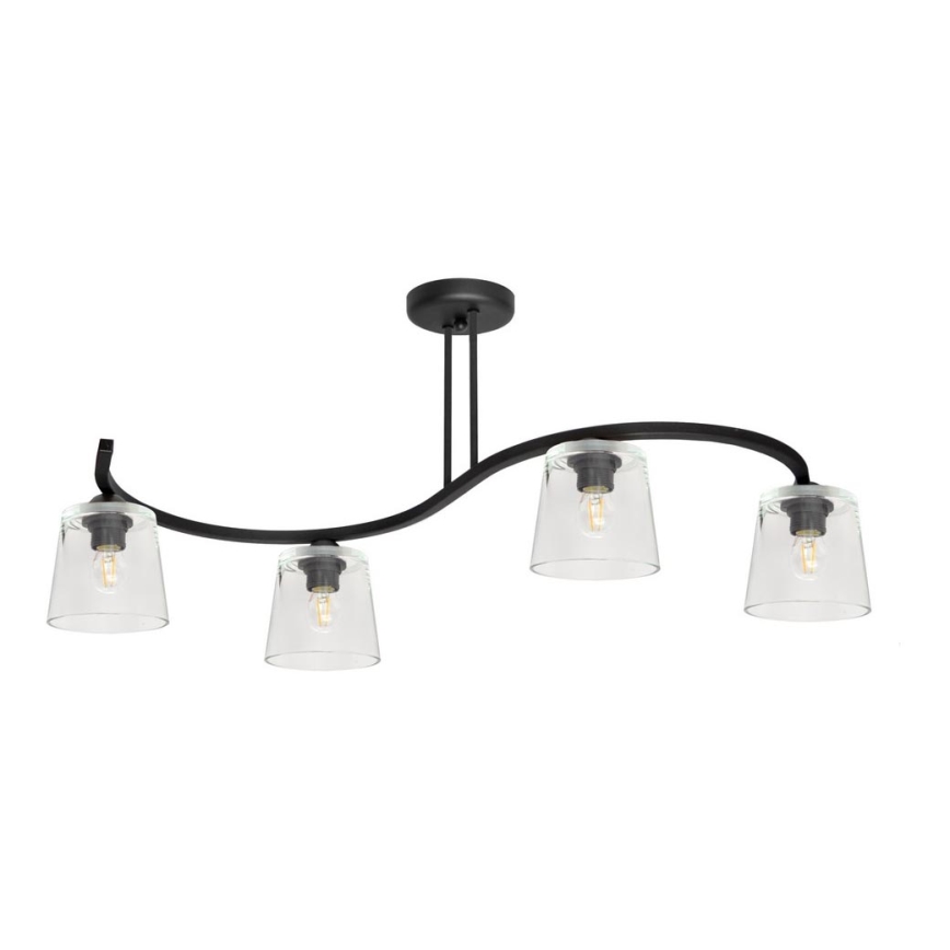 Συνδεδεμένο πολύφωτο LUCEA 4xE27/15W/230V μαύρο/διαφανής