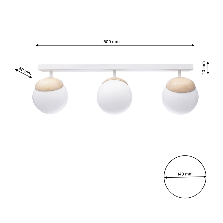 Συνδεδεμένο πολύφωτο SFERA WOOD 3xE14/40W/230V