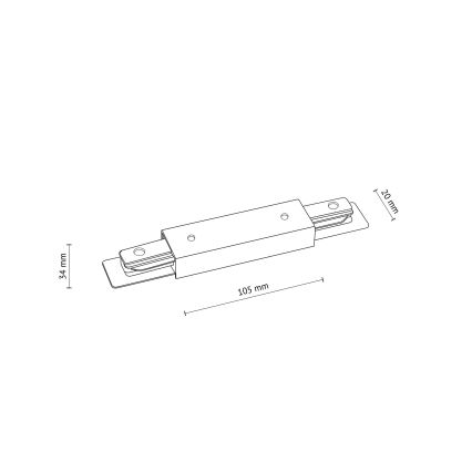 Σύστημα ράγας end cap with power connection 1-φασική TRACER straight μαύρο