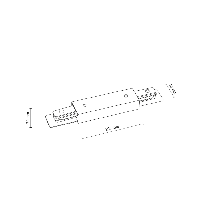 Σύστημα ράγας end cap with power connection 1-φασική TRACER straight μαύρο