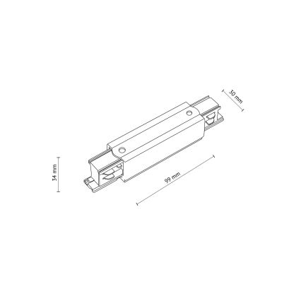 Σύστημα ράγας end cap with power connection 3-phase TRACER straight μαύρο