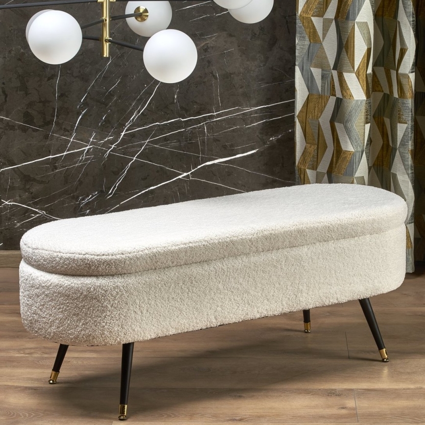 Ταμπουρέ σκαμπό με αποθηκευτικό χώρο AVEIRO 46x120 cm λευκό