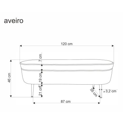 Ταμπουρέ σκαμπό με αποθηκευτικό χώρο AVEIRO 46x120 cm λευκό