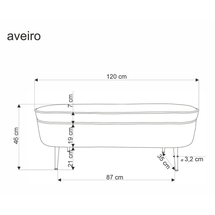 Ταμπουρέ σκαμπό με αποθηκευτικό χώρο AVEIRO 46x120 cm λευκό