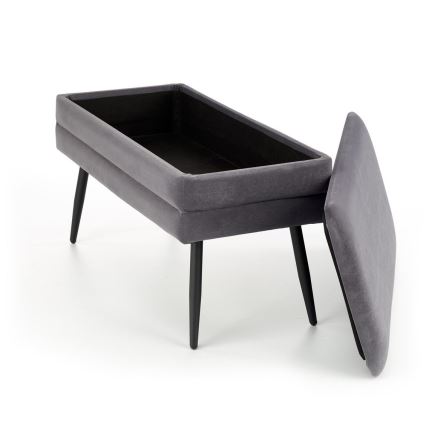 Ταμπουρέ σκαμπό με αποθηκευτικό χώρο VELVA 37x78 cm γκρι