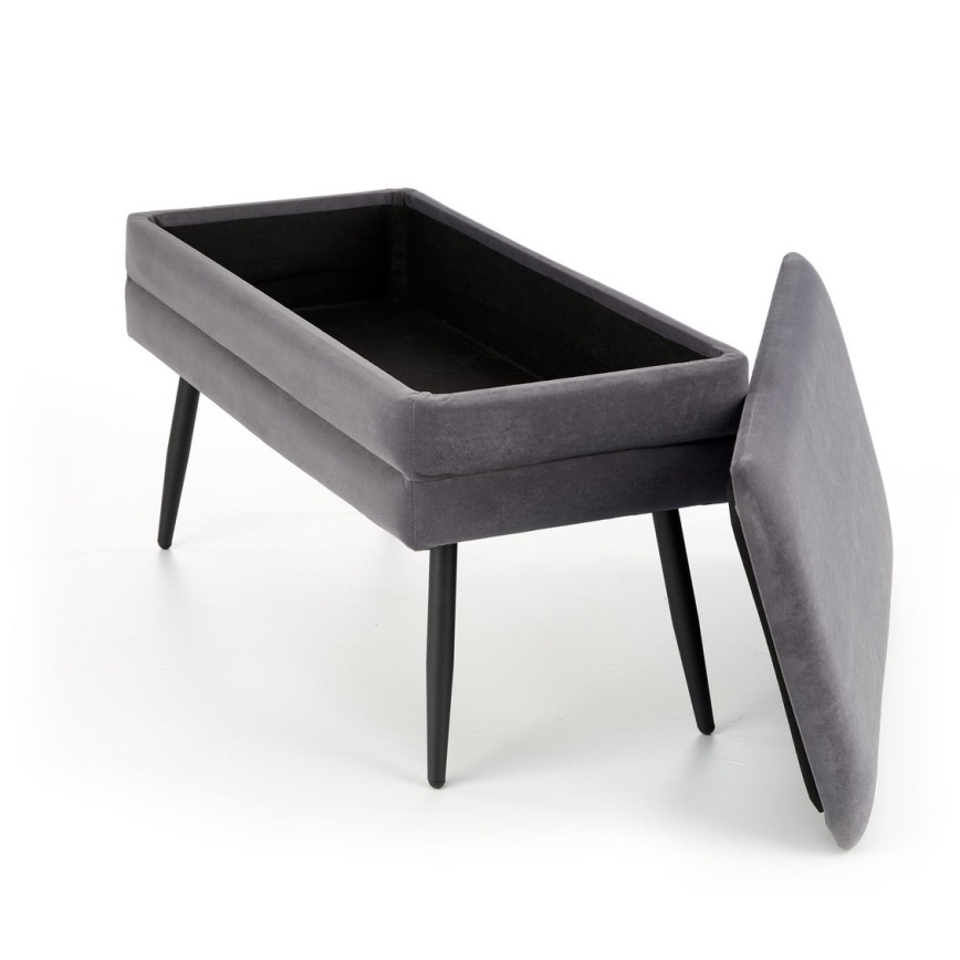 Ταμπουρέ σκαμπό με αποθηκευτικό χώρο VELVA 37x78 cm γκρι