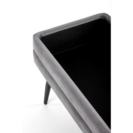Ταμπουρέ σκαμπό με αποθηκευτικό χώρο VELVA 37x78 cm γκρι